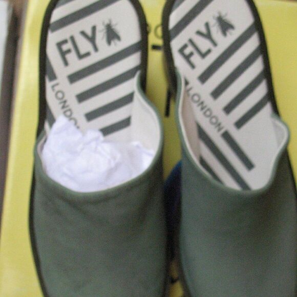 NWT Fly London Jade Green Wedge Slides - Picture 6 of 9